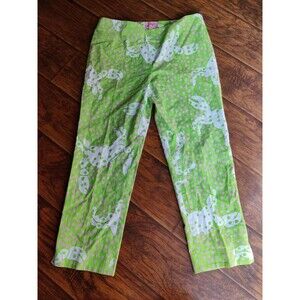 Lilly Pulitzer Originals Not So Crabby Green Capri Cropped Pants Sz 10 Polka Dot